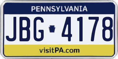 PA license plate JBG4178