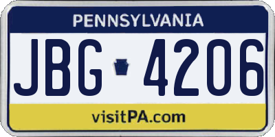 PA license plate JBG4206