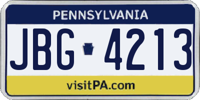 PA license plate JBG4213
