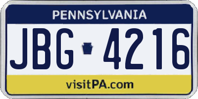 PA license plate JBG4216