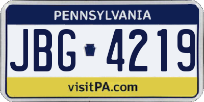 PA license plate JBG4219