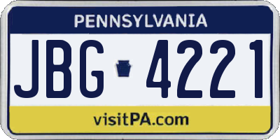 PA license plate JBG4221