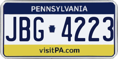 PA license plate JBG4223