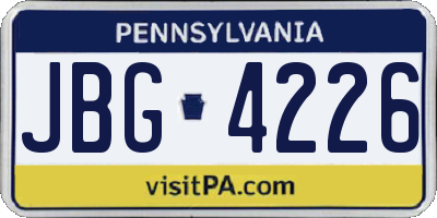 PA license plate JBG4226