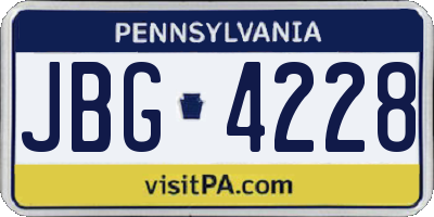 PA license plate JBG4228