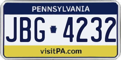 PA license plate JBG4232
