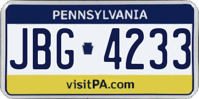 PA license plate JBG4233