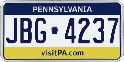 PA license plate JBG4237