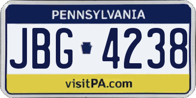 PA license plate JBG4238