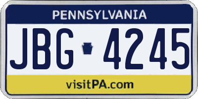PA license plate JBG4245