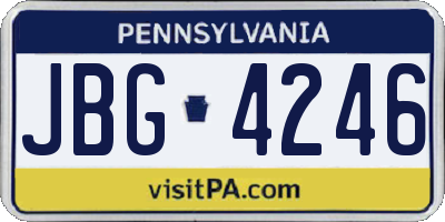 PA license plate JBG4246