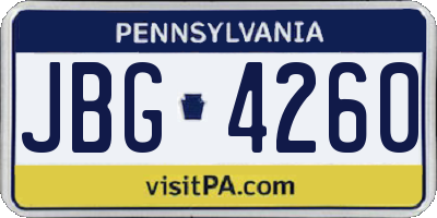 PA license plate JBG4260