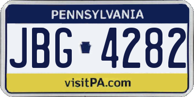 PA license plate JBG4282