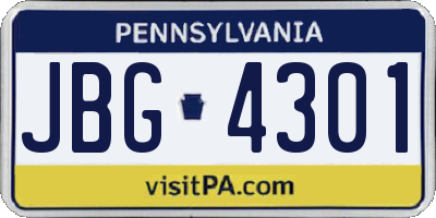 PA license plate JBG4301