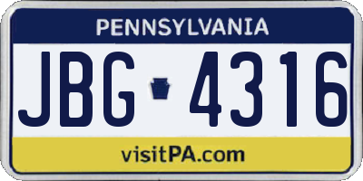 PA license plate JBG4316