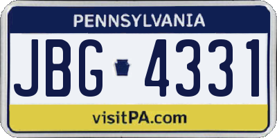 PA license plate JBG4331