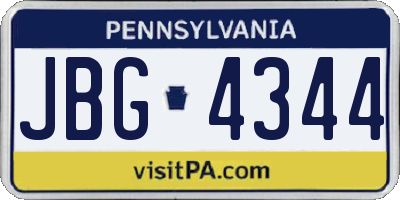 PA license plate JBG4344