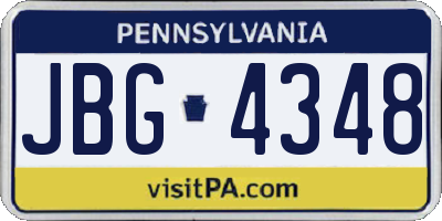 PA license plate JBG4348