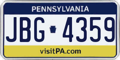 PA license plate JBG4359