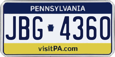 PA license plate JBG4360