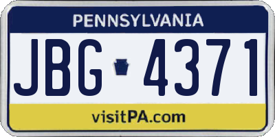PA license plate JBG4371
