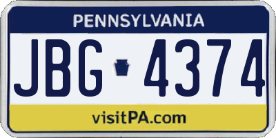 PA license plate JBG4374