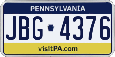 PA license plate JBG4376