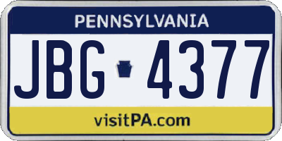 PA license plate JBG4377