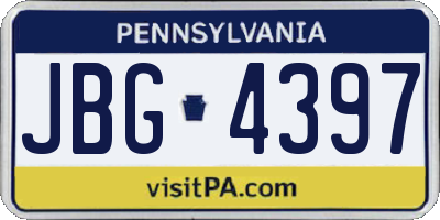 PA license plate JBG4397
