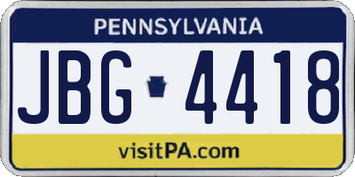 PA license plate JBG4418