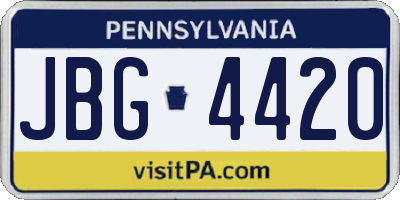 PA license plate JBG4420