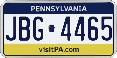 PA license plate JBG4465