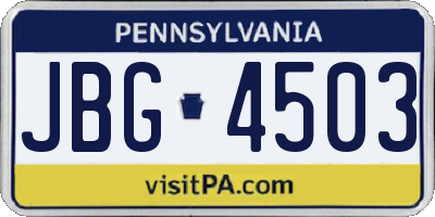 PA license plate JBG4503