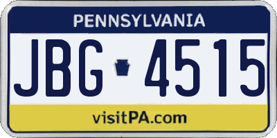 PA license plate JBG4515