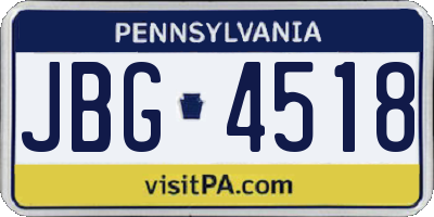 PA license plate JBG4518