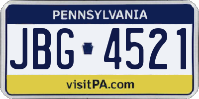 PA license plate JBG4521