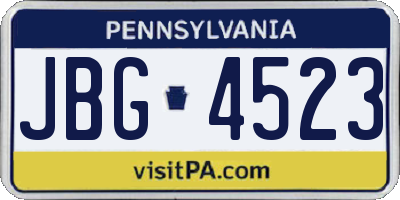 PA license plate JBG4523