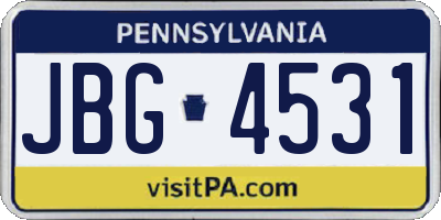 PA license plate JBG4531