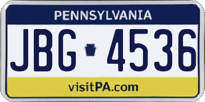 PA license plate JBG4536