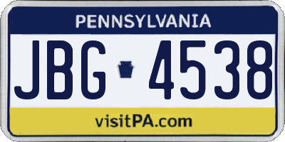 PA license plate JBG4538