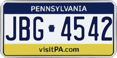 PA license plate JBG4542
