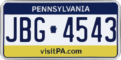 PA license plate JBG4543