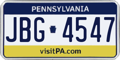 PA license plate JBG4547