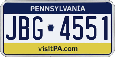 PA license plate JBG4551