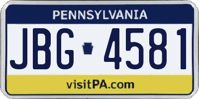 PA license plate JBG4581