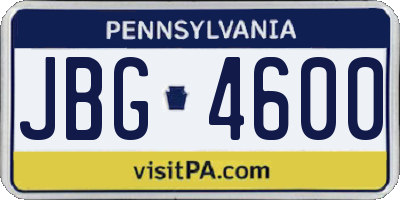 PA license plate JBG4600