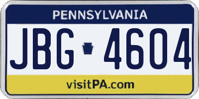 PA license plate JBG4604