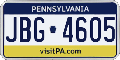 PA license plate JBG4605
