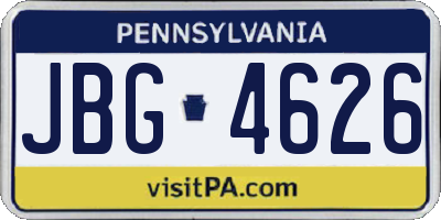 PA license plate JBG4626