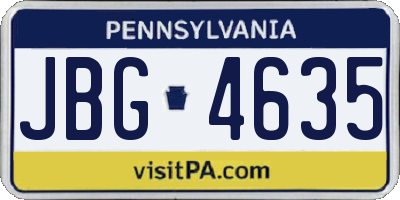 PA license plate JBG4635